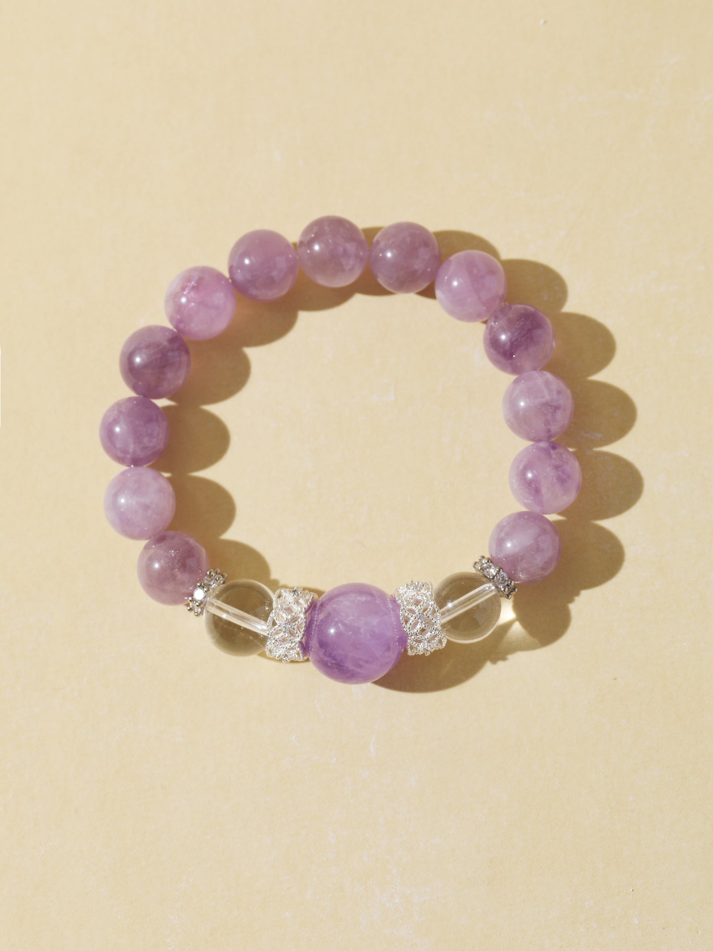 Purple Hair Quartz & Clear Quartz Bracelet