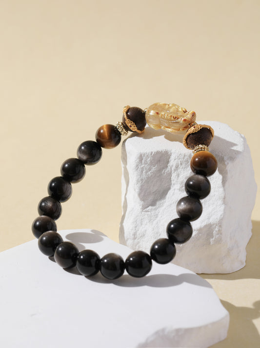 Obsidian & Black Tiger's Eye Bracelet