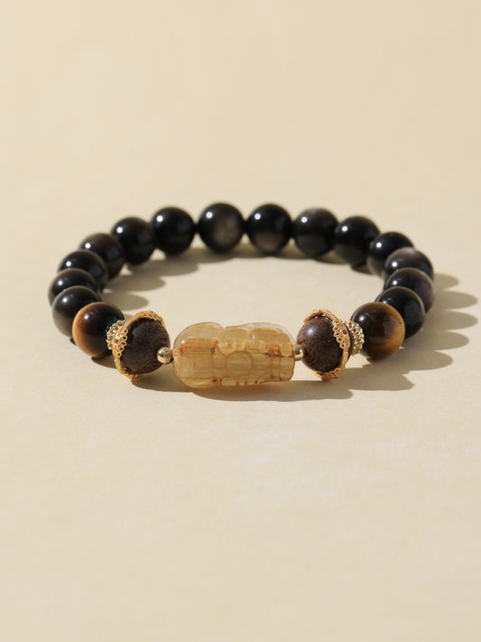 Obsidian & Black Tiger's Eye Bracelet