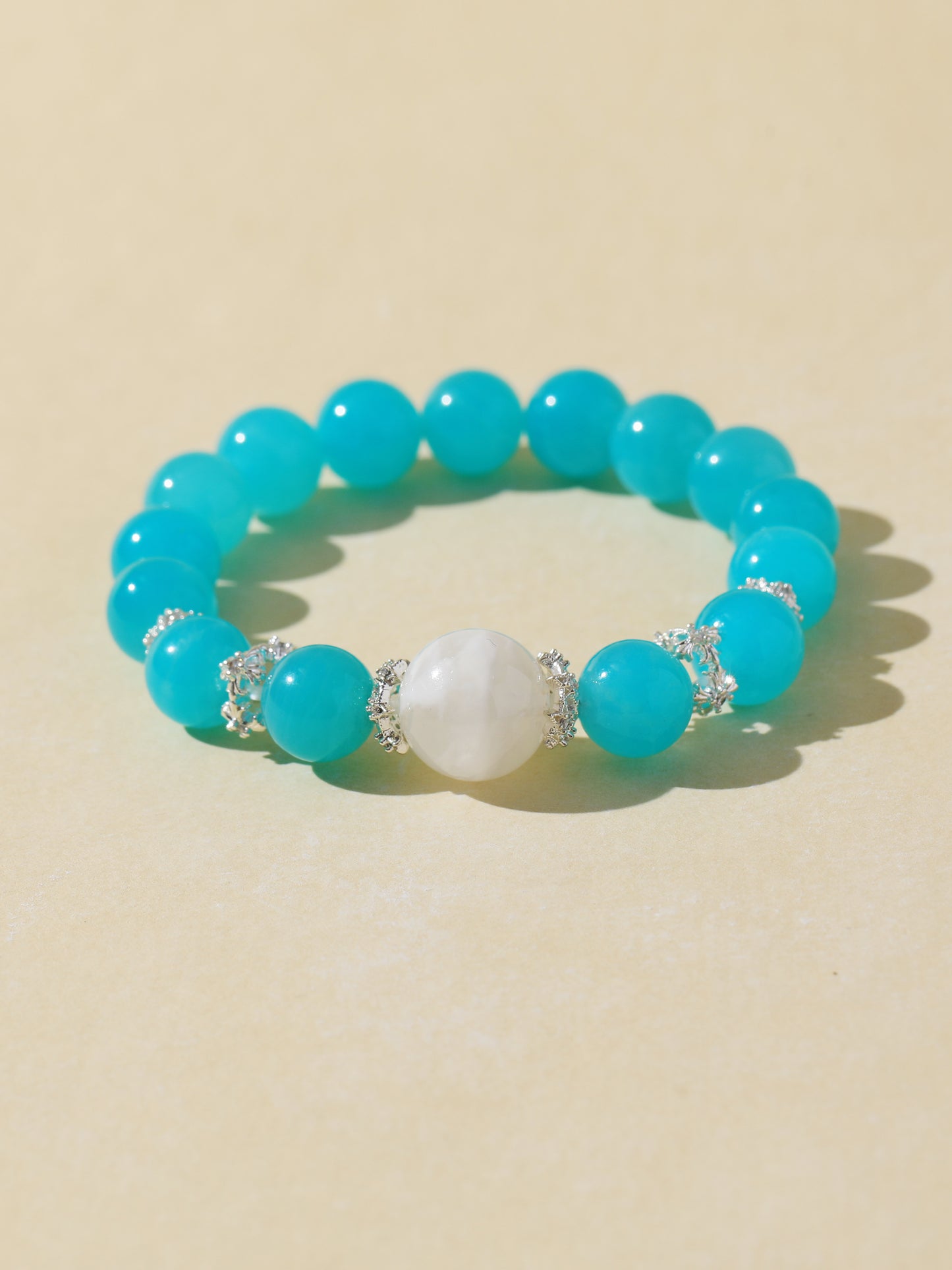 Amazonite & White Snowflake Quartz Bracelet