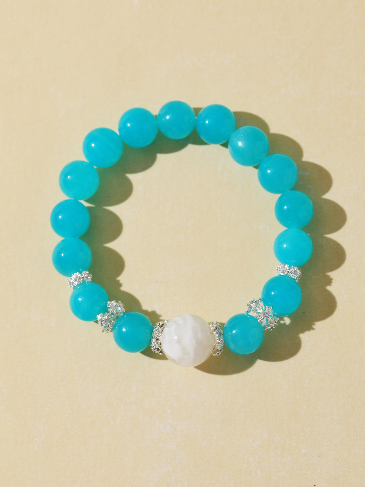 Amazonite & White Snowflake Quartz Bracelet
