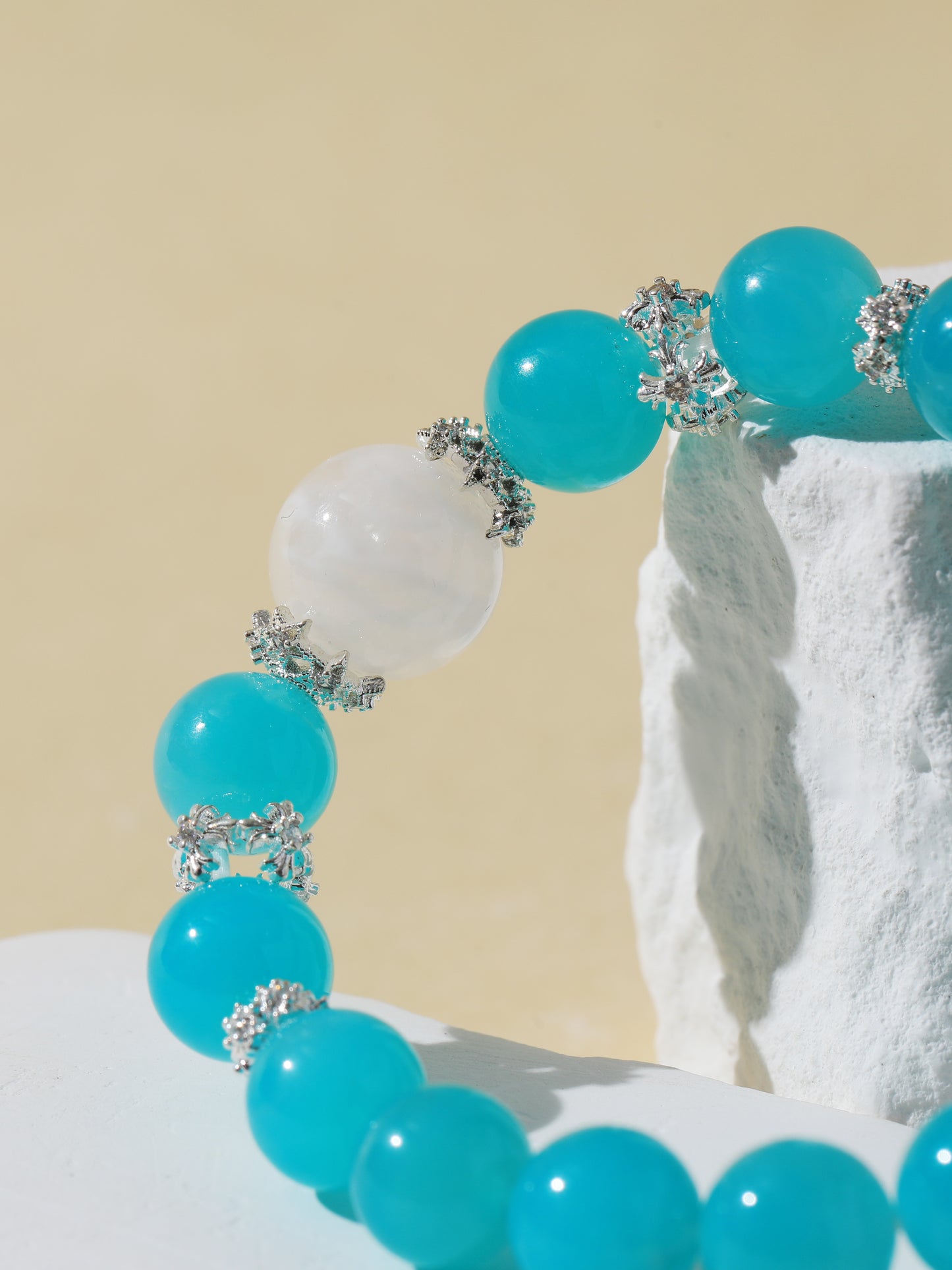 Amazonite & White Snowflake Quartz Bracelet