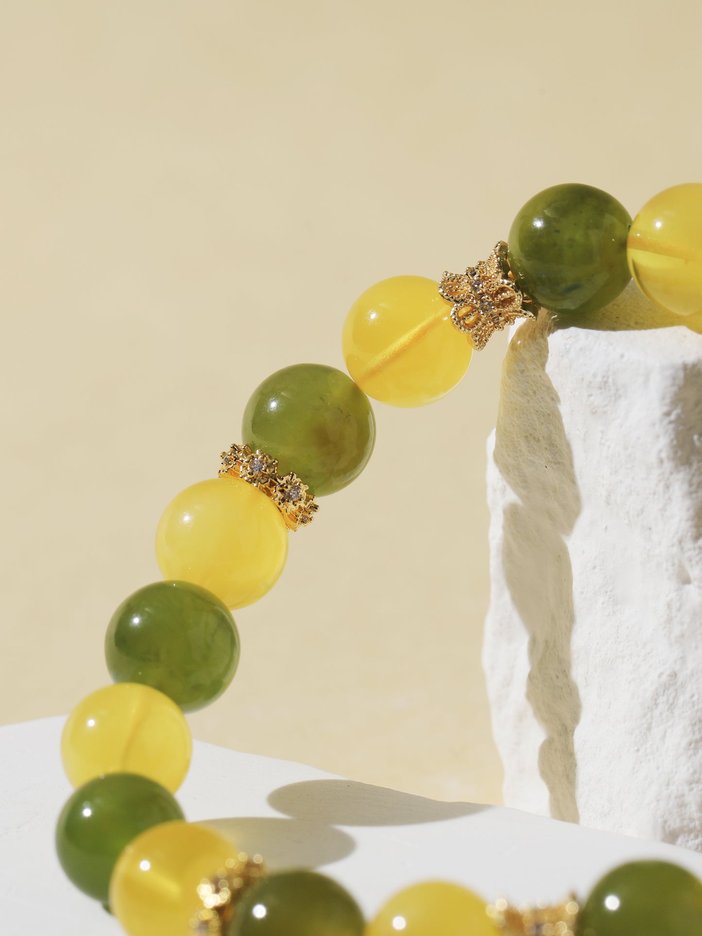 Amber & Xiuyan Jade Bracelet