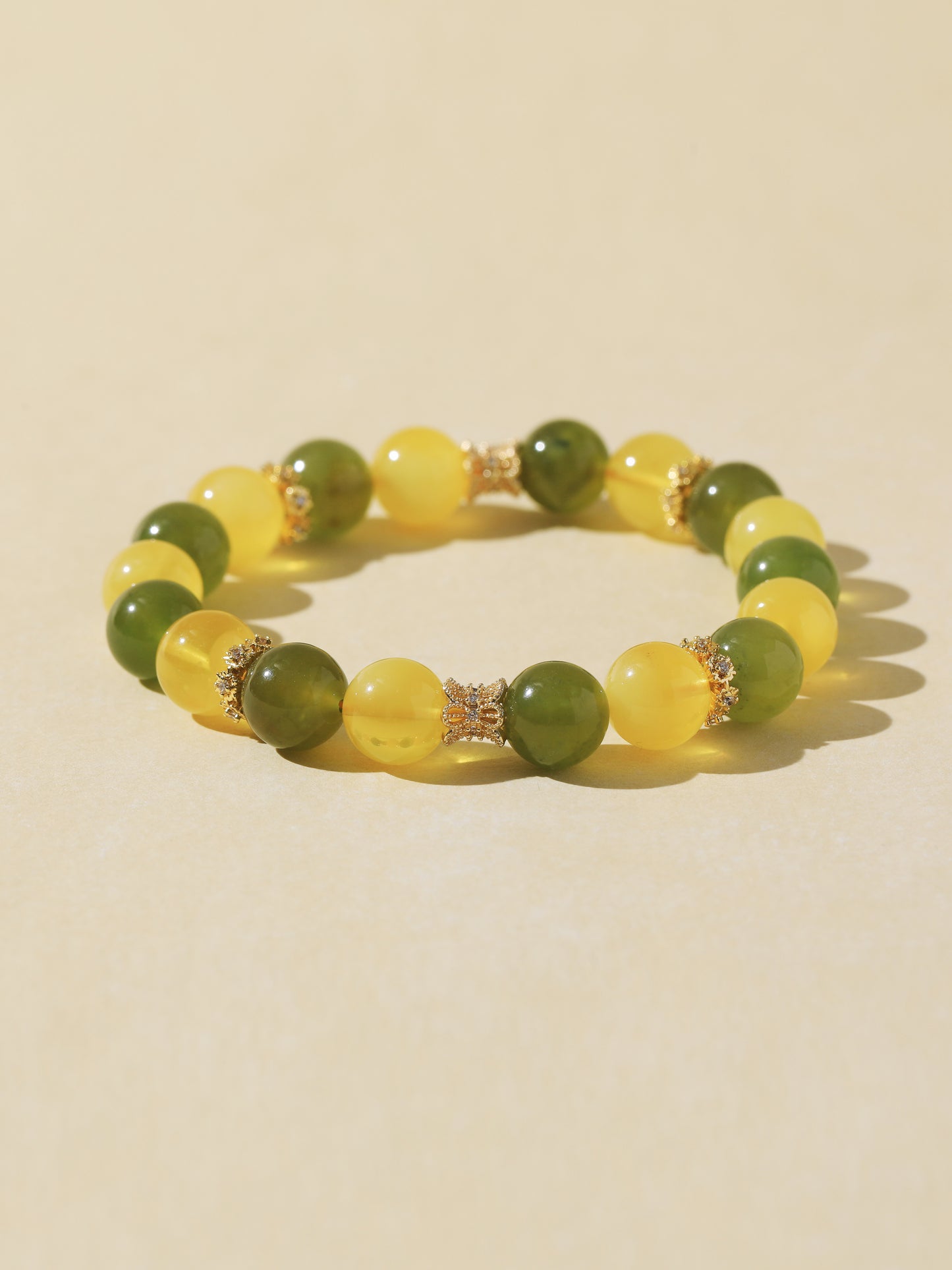 Amber & Xiuyan Jade Bracelet