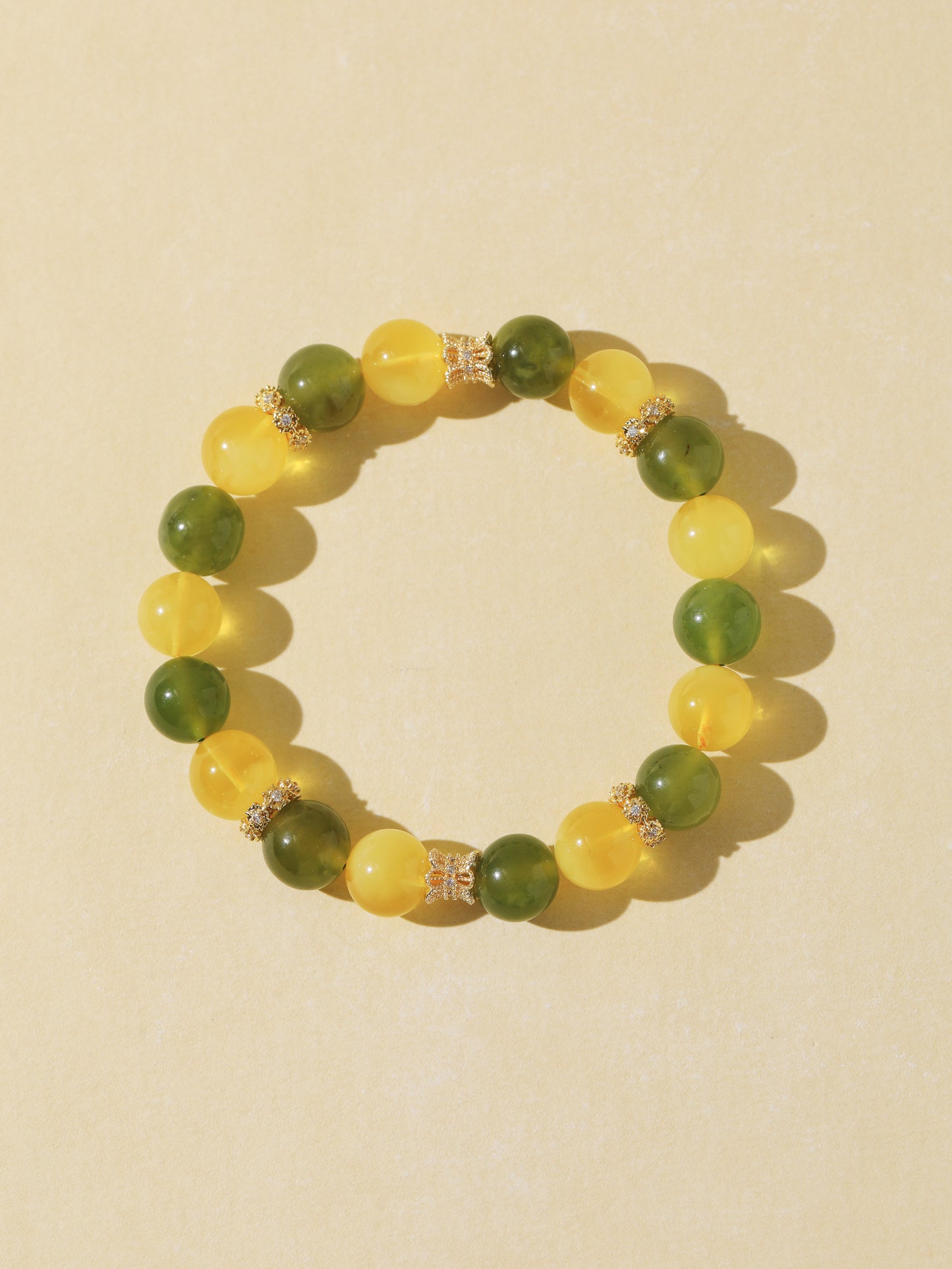 Amber & Xiuyan Jade Bracelet