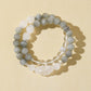 Double-Wrap Grey Hair Quartz & White Cat’s Eye & Clear Quartz Bracelet