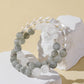 Double-Wrap Grey Hair Quartz & White Cat’s Eye & Clear Quartz Bracelet