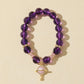Amethyst Bracelet with Rose Quartz Planet Pendant