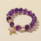 Amethyst Bracelet with Rose Quartz Planet Pendant