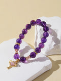 Amethyst Bracelet with Rose Quartz Planet Pendant
