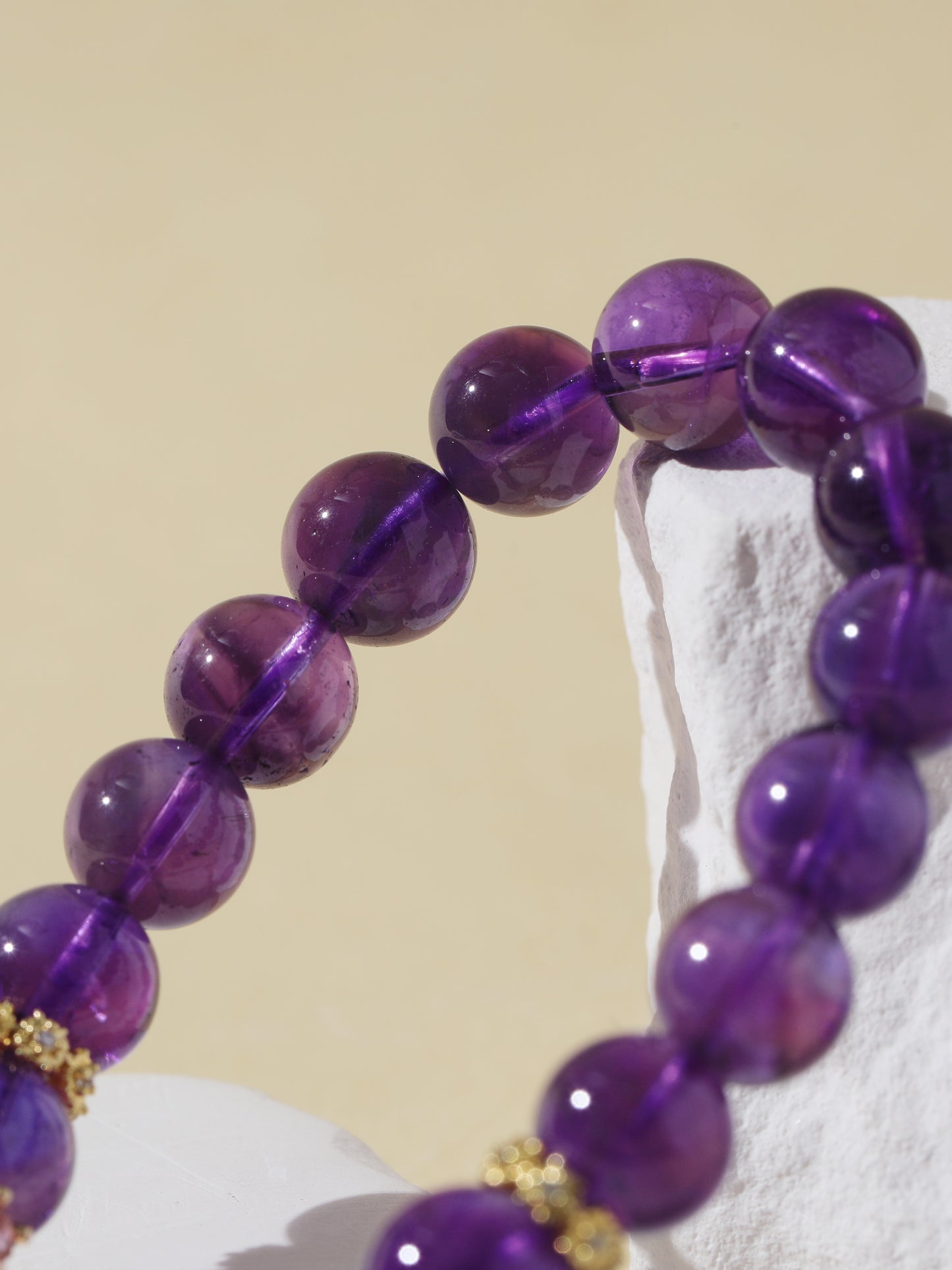 Amethyst Bracelet with Rose Quartz Planet Pendant