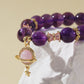 Amethyst Bracelet with Rose Quartz Planet Pendant