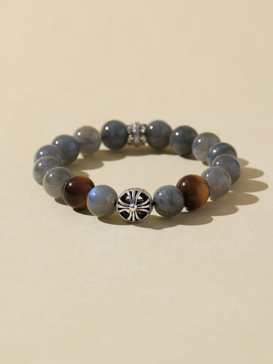 Grey Moonstone & Black Tiger’s Eye Bracelet