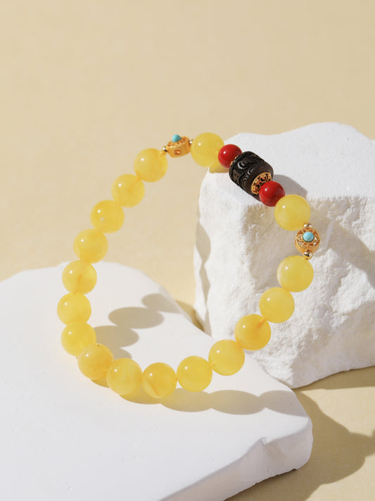 Amber & Cinnabar Bracelet