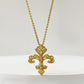 Baroque Gold Fleur-de-Lis Pendant Necklace
